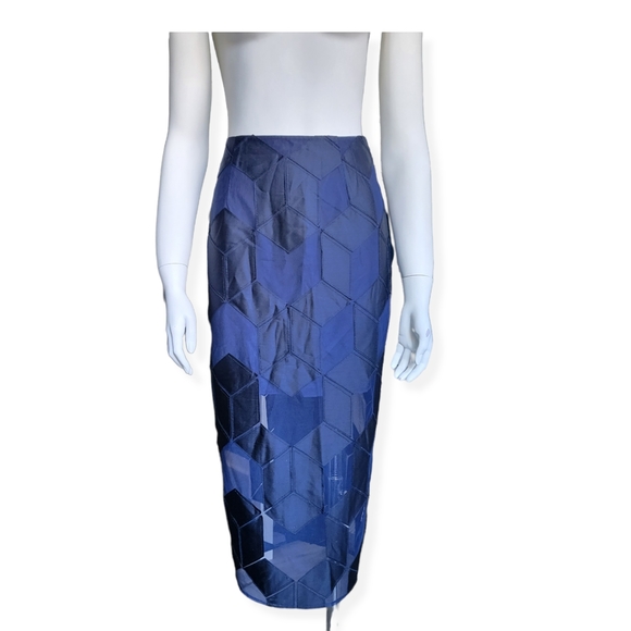 ⚡NWT Finders Keepers High Waisted Pencil Skirt - Insomnia- Navy Mesh Geometric S